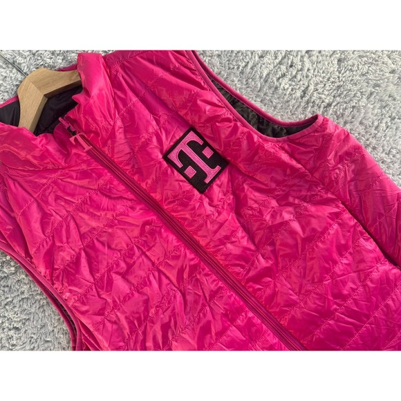 T-Mobile Reversible Magenta Pink & Black Quilted Puffer Vest Full Zip L Unisex - Picture 1 of 6